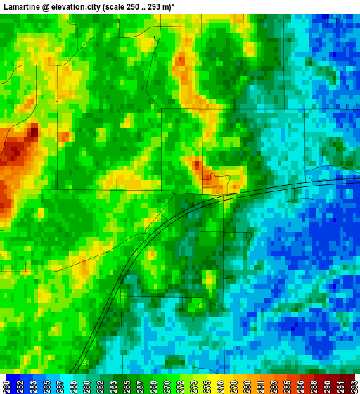 Lamartine elevation map