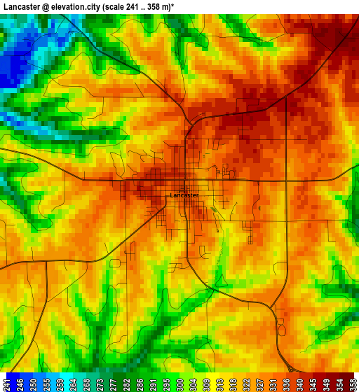 Lancaster elevation map