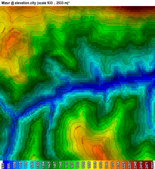 Mizur elevation map