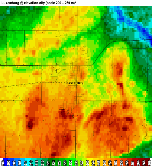 Luxemburg elevation map