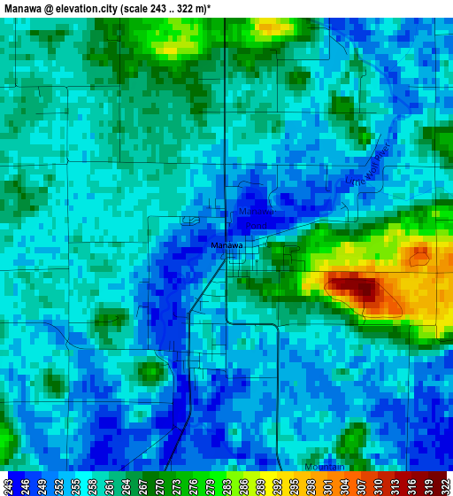 Manawa elevation map