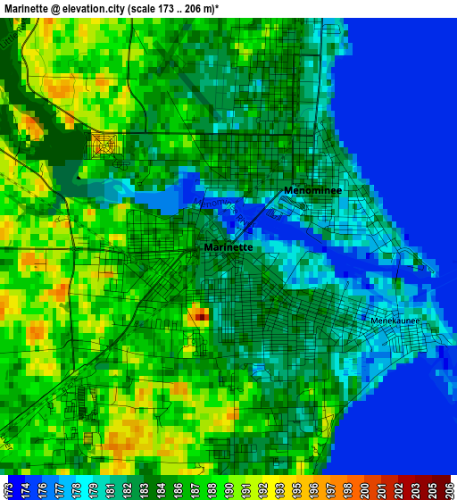 Marinette elevation map