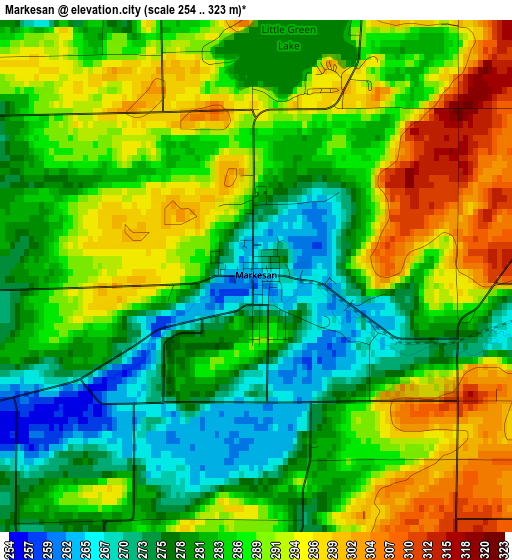 Markesan elevation map