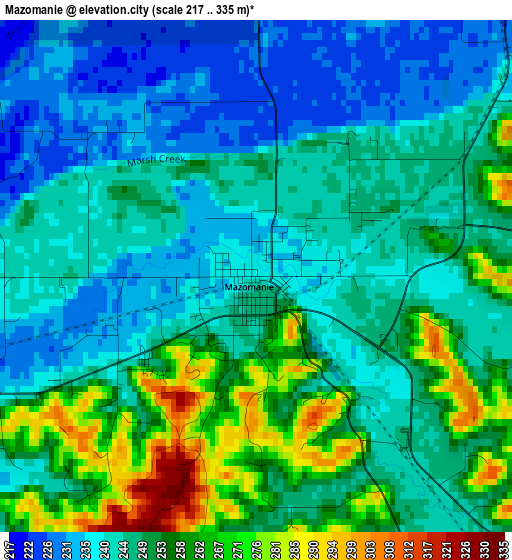 Mazomanie elevation map