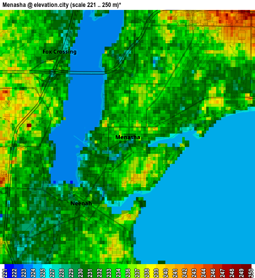 Menasha elevation map