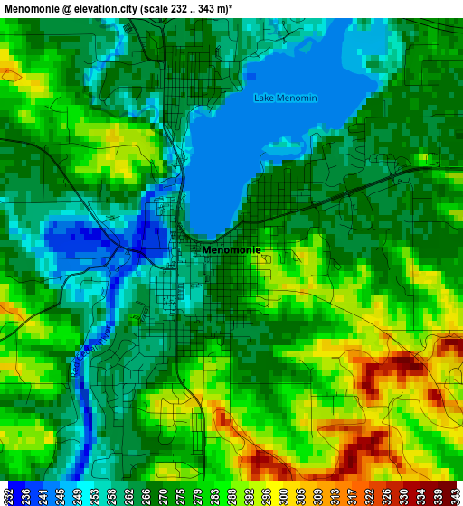 Menomonie elevation map