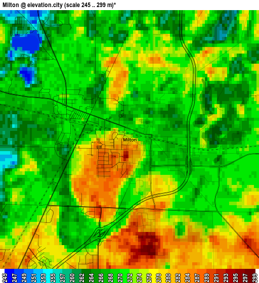 Milton elevation map