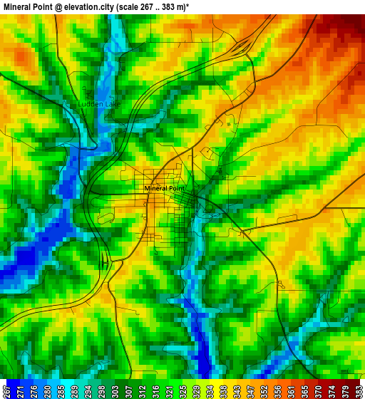 Mineral Point elevation map