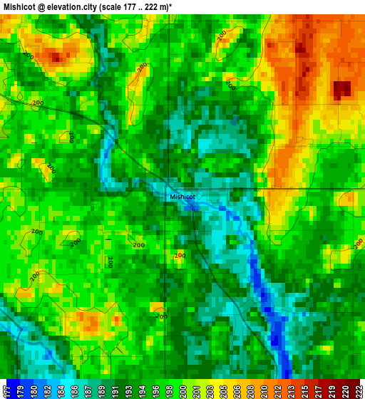 Mishicot elevation map