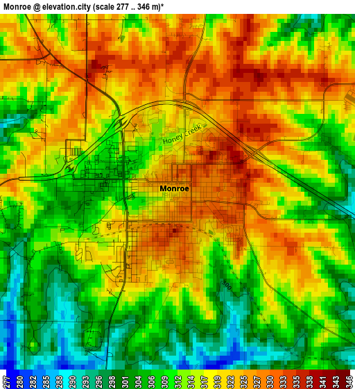 Monroe elevation map