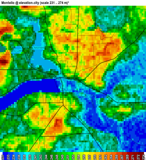 Montello elevation map