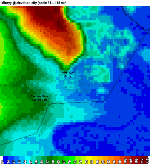 Mirnyy elevation map