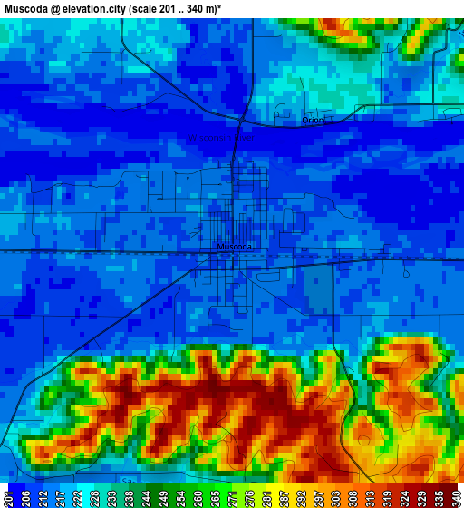 Muscoda elevation map