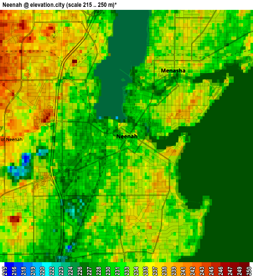 Neenah elevation map