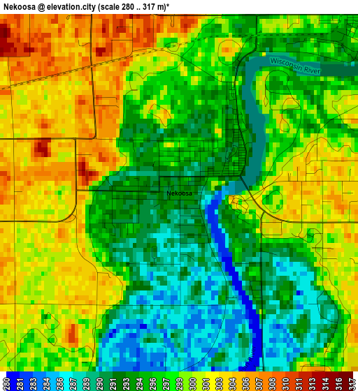 Nekoosa elevation map