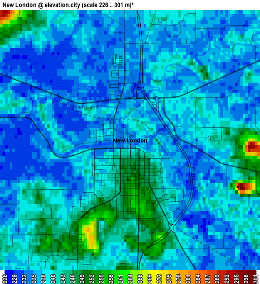 New London elevation map