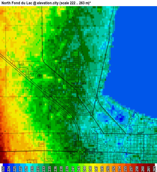 North Fond du Lac elevation map