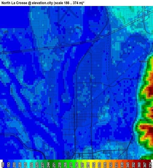 North La Crosse elevation map