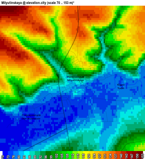 Milyutinskaya elevation map