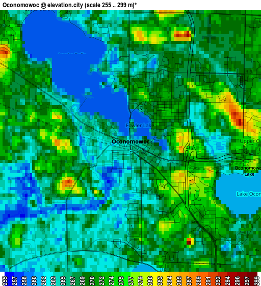 Oconomowoc elevation map