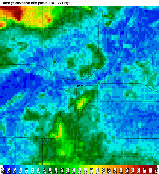 Omro elevation map