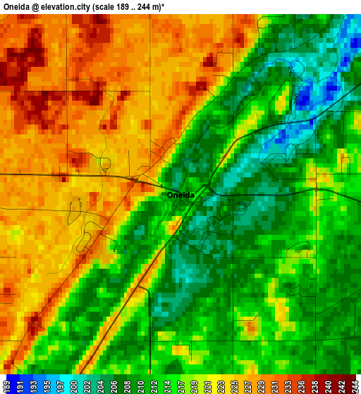 Oneida elevation map