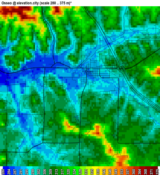 Osseo elevation map