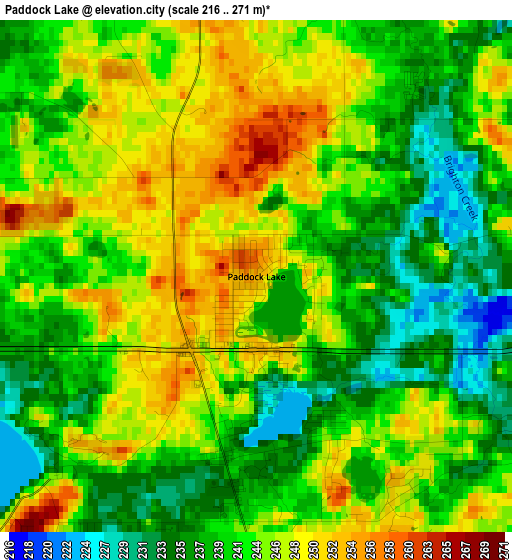 Paddock Lake elevation map