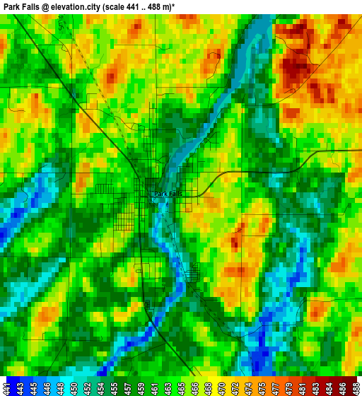 Park Falls elevation map