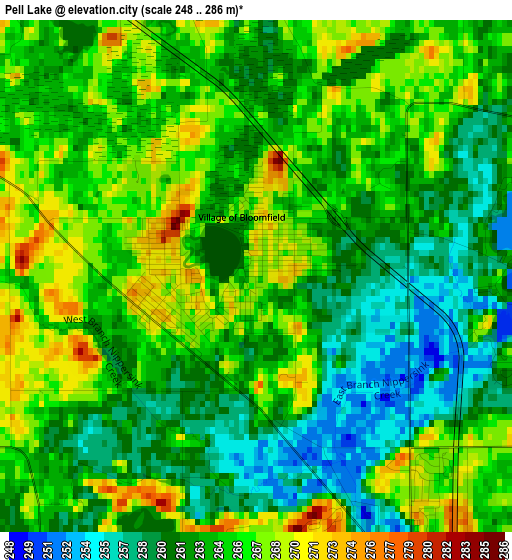 Pell Lake elevation map