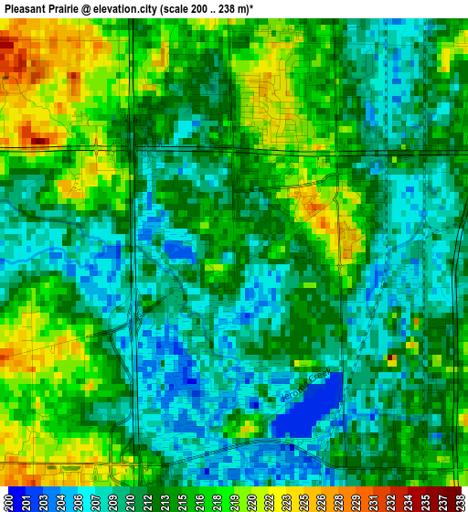 Pleasant Prairie elevation map