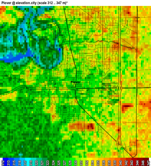 Plover elevation map