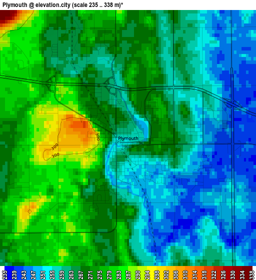 Plymouth elevation map
