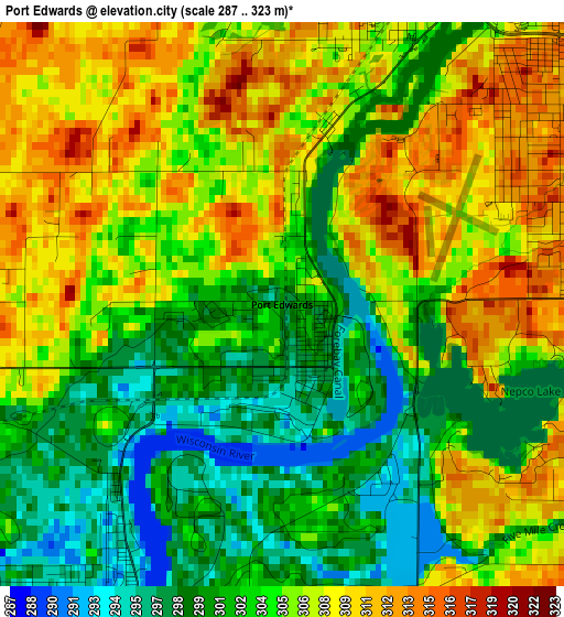 Port Edwards elevation map