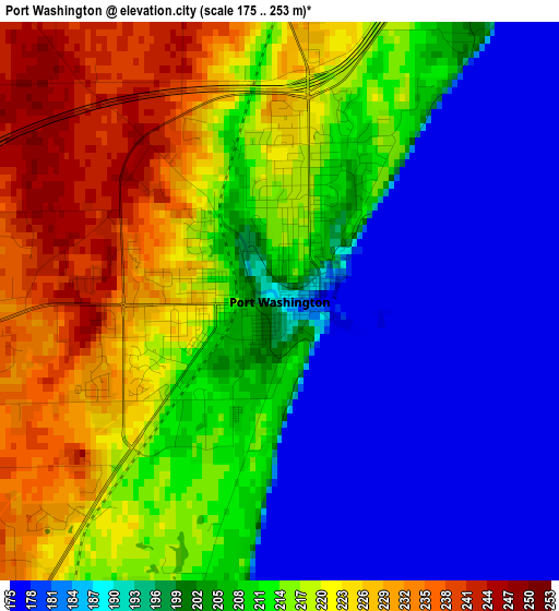 Port Washington elevation map