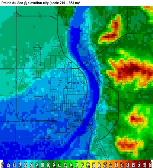 Prairie du Sac elevation map