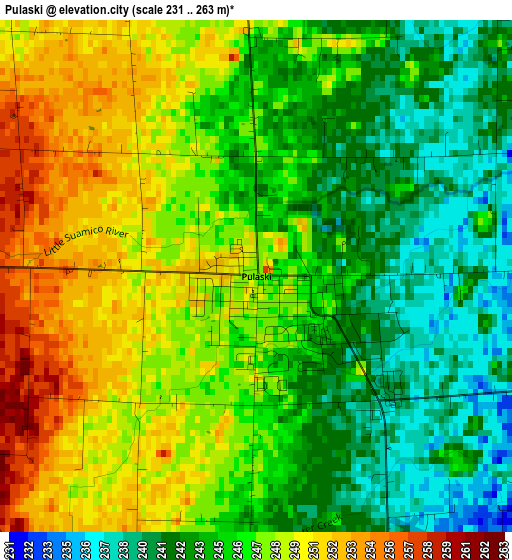 Pulaski elevation map