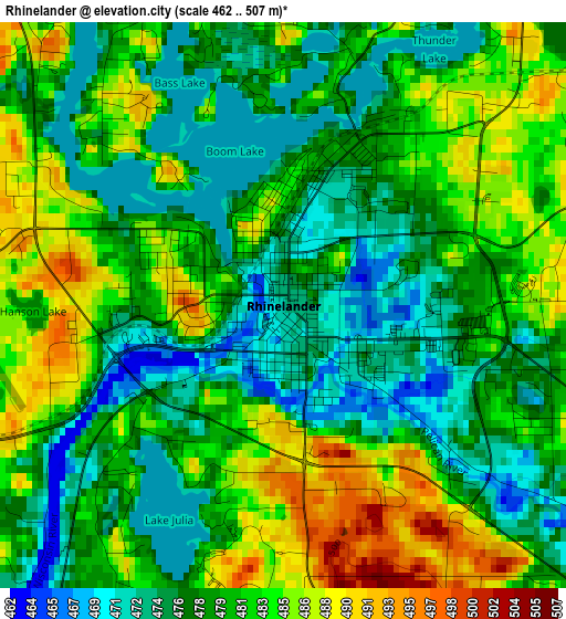 Rhinelander elevation map