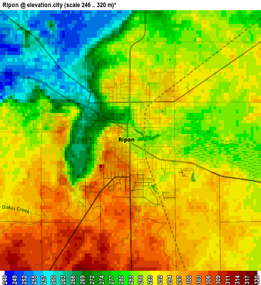 Ripon elevation map