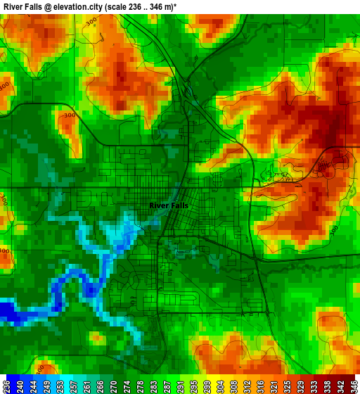 River Falls elevation map