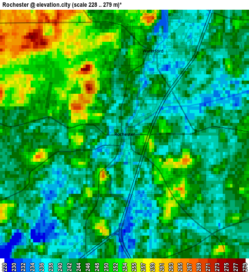 Rochester elevation map