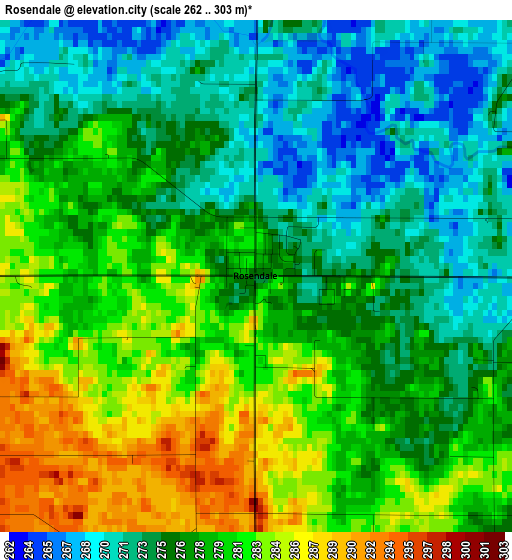 Rosendale elevation map