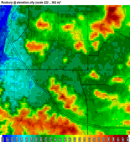 Roxbury elevation map