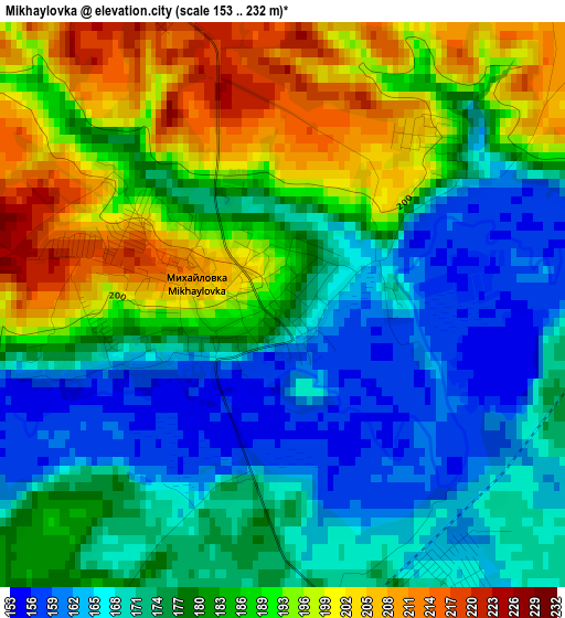 Mikhaylovka elevation map