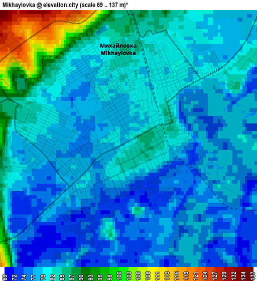 Mikhaylovka elevation map