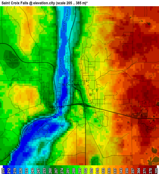 Saint Croix Falls elevation map