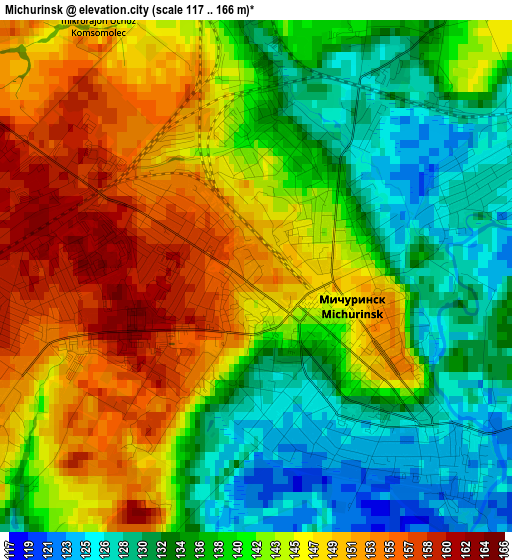 Michurinsk elevation map