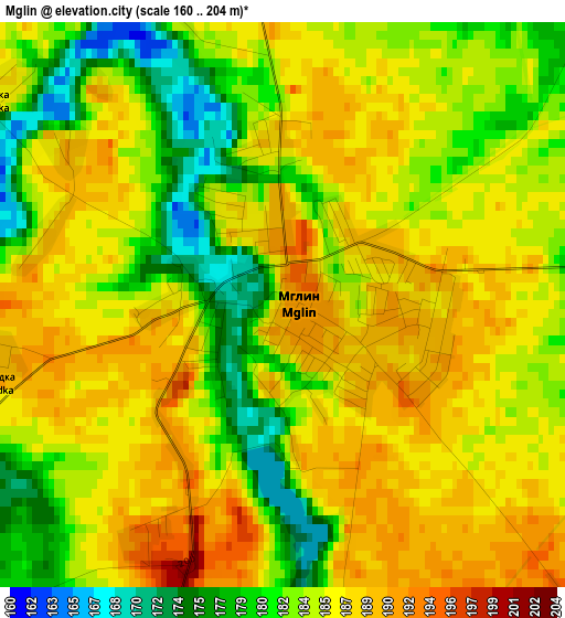 Mglin elevation map