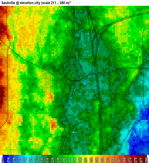 Saukville elevation map