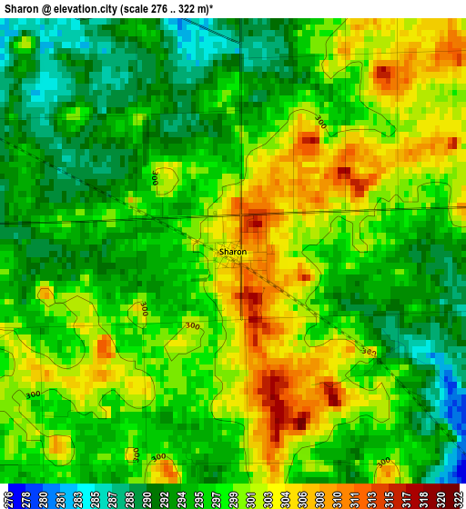 Sharon elevation map